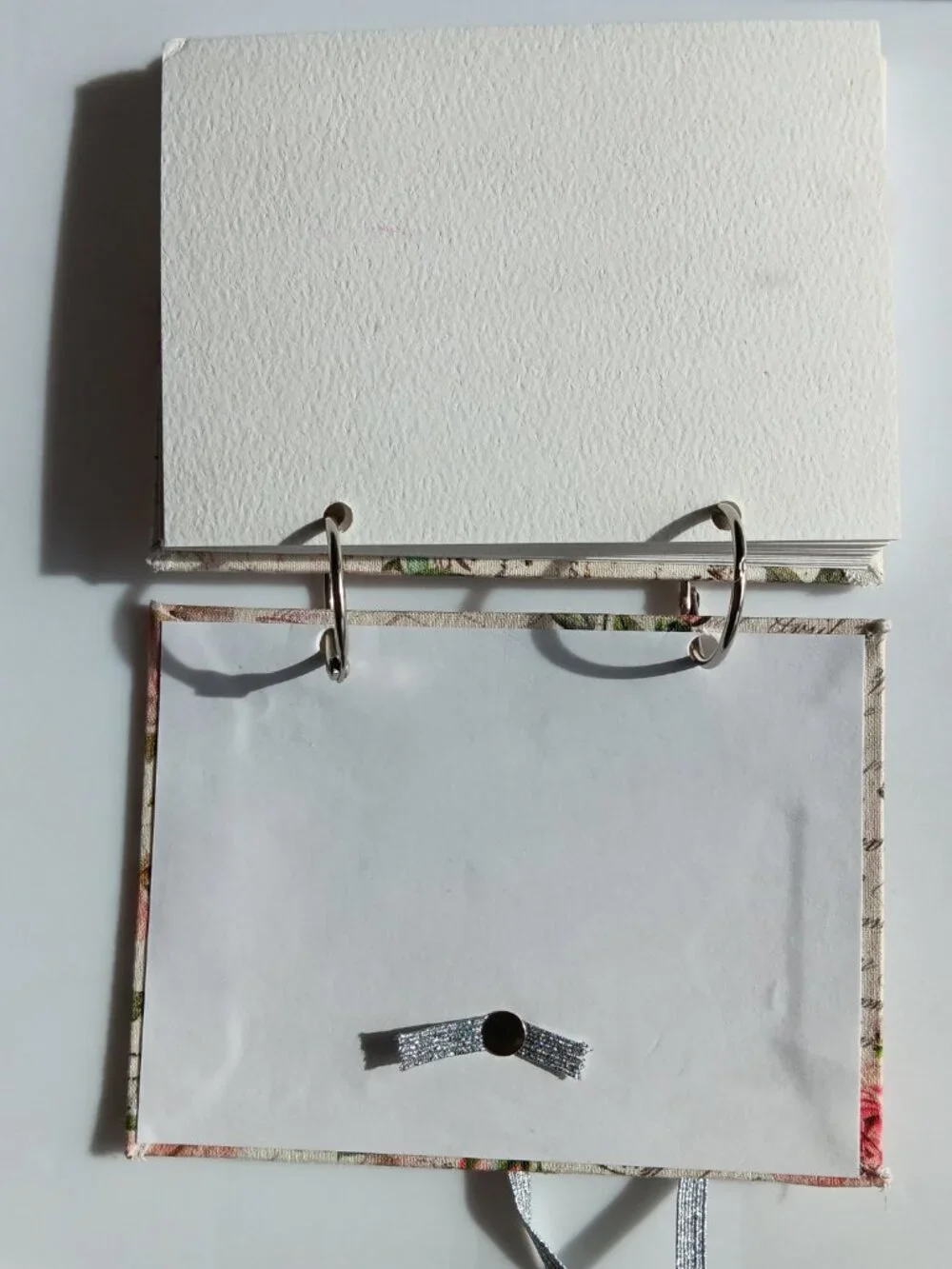 New Notepad Cardstock Hardcover Floral Metal Loop Bound 4.5